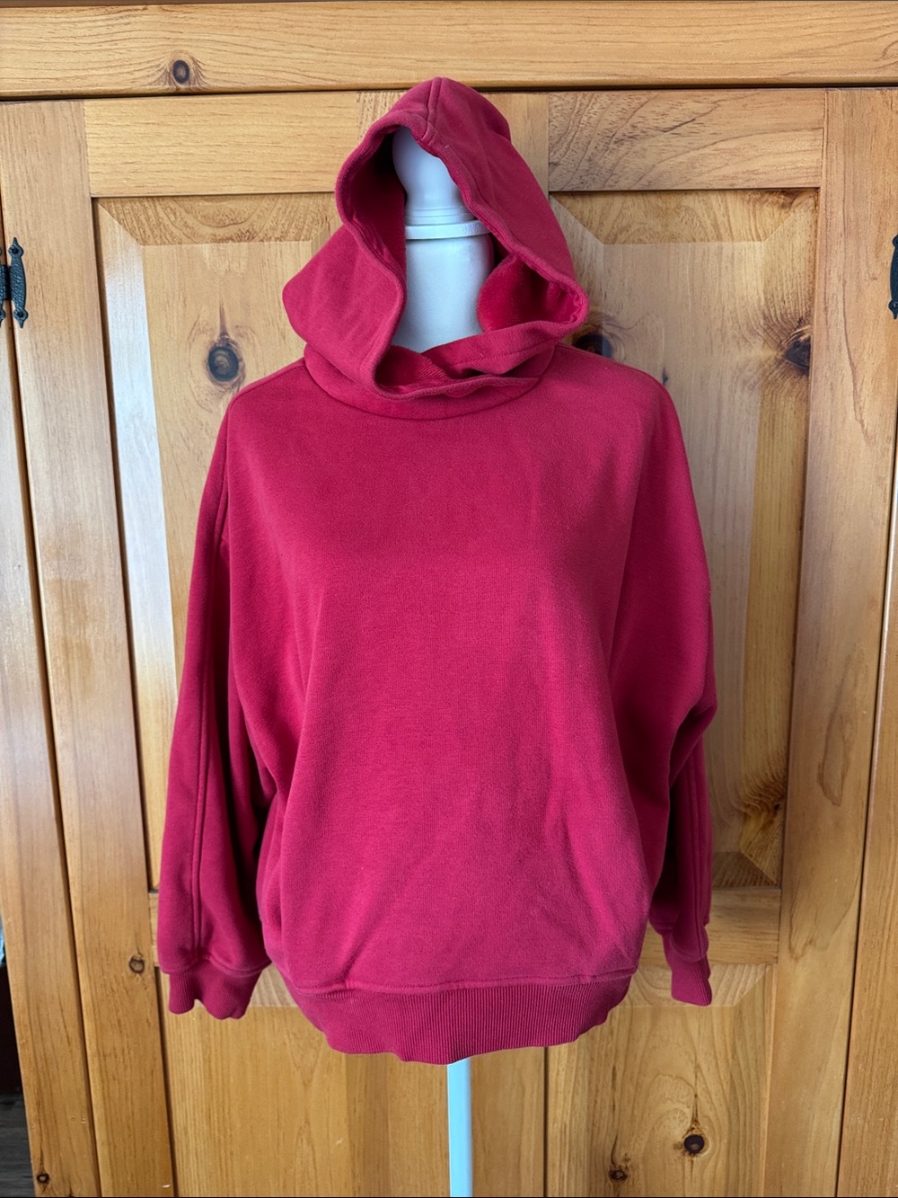 Athleta Women's Hooded Pullover Sweater in Deep Red